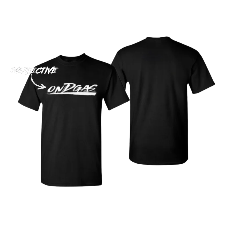 Black Shirt: White Reflective ONDGAS logo (Black/White reflective)