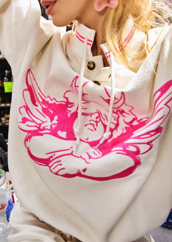 Boys Lie Pink Cherub University Henley Crewneck ★ Cream