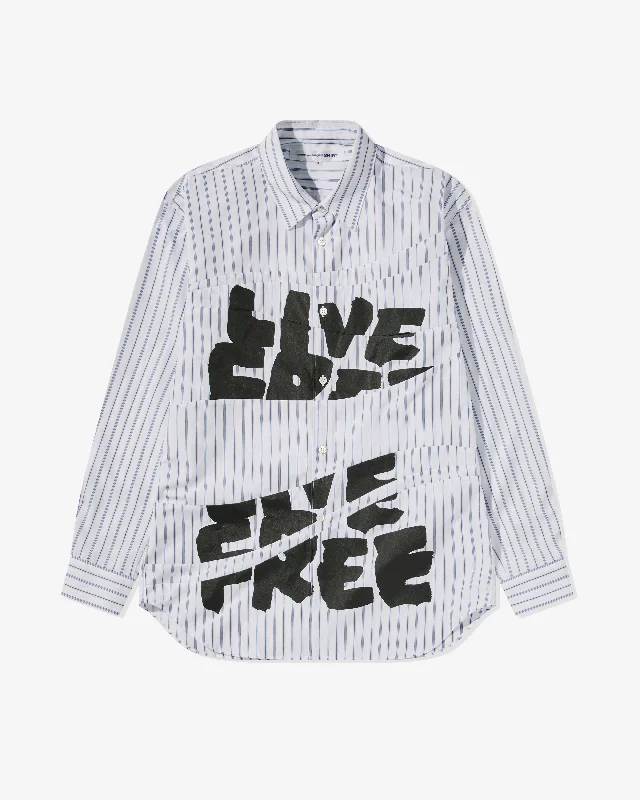 CDG Shirt - Men's Live Free Curved Printed Shirt - (Stripe)