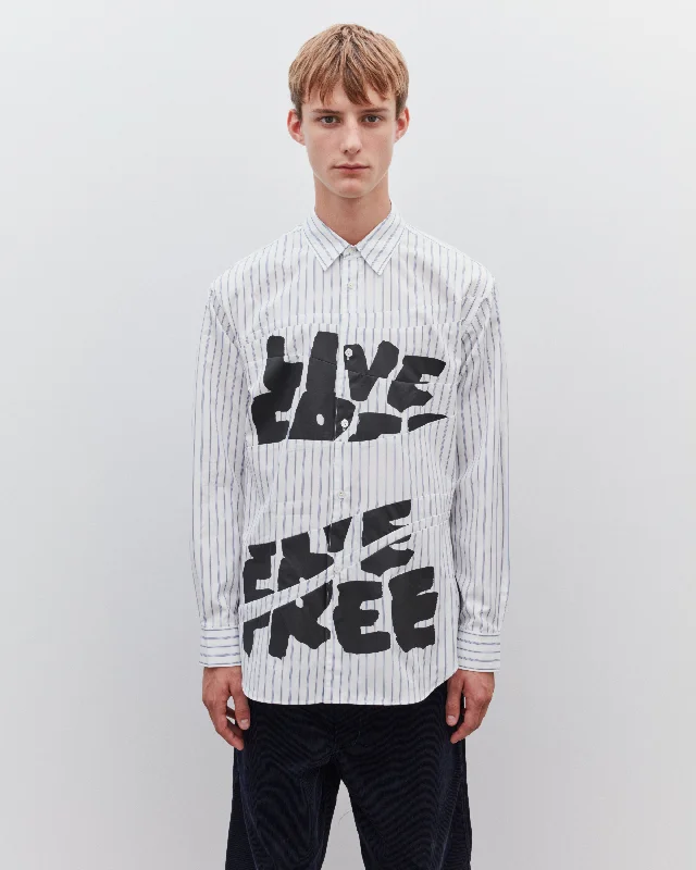 CDG Shirt - Men's Live Free Curved Printed Shirt - (Stripe)