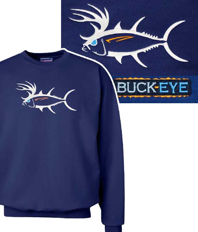 ""Buck-Eye"" Navy Unisex Crewneck Sweatshirt For Men And Women