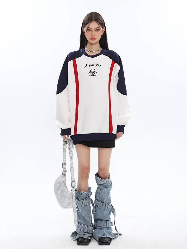 Nancy Patchwork Long Sleeve Baggy Oversized Sweatshirt