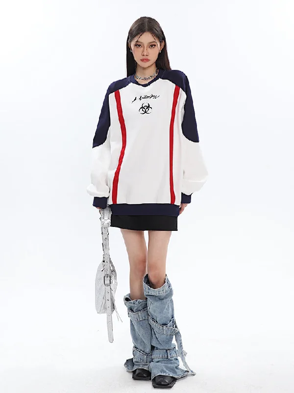 Nancy Patchwork Long Sleeve Baggy Oversized Sweatshirt